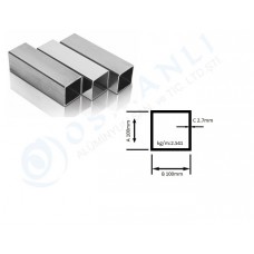 Alüminyum Kutu Profil 100mm X 100mm Et Kalınlık 2.7mm